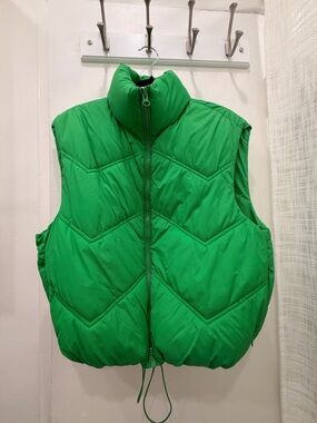 Zara Neon Green Quilted Puffer Vest